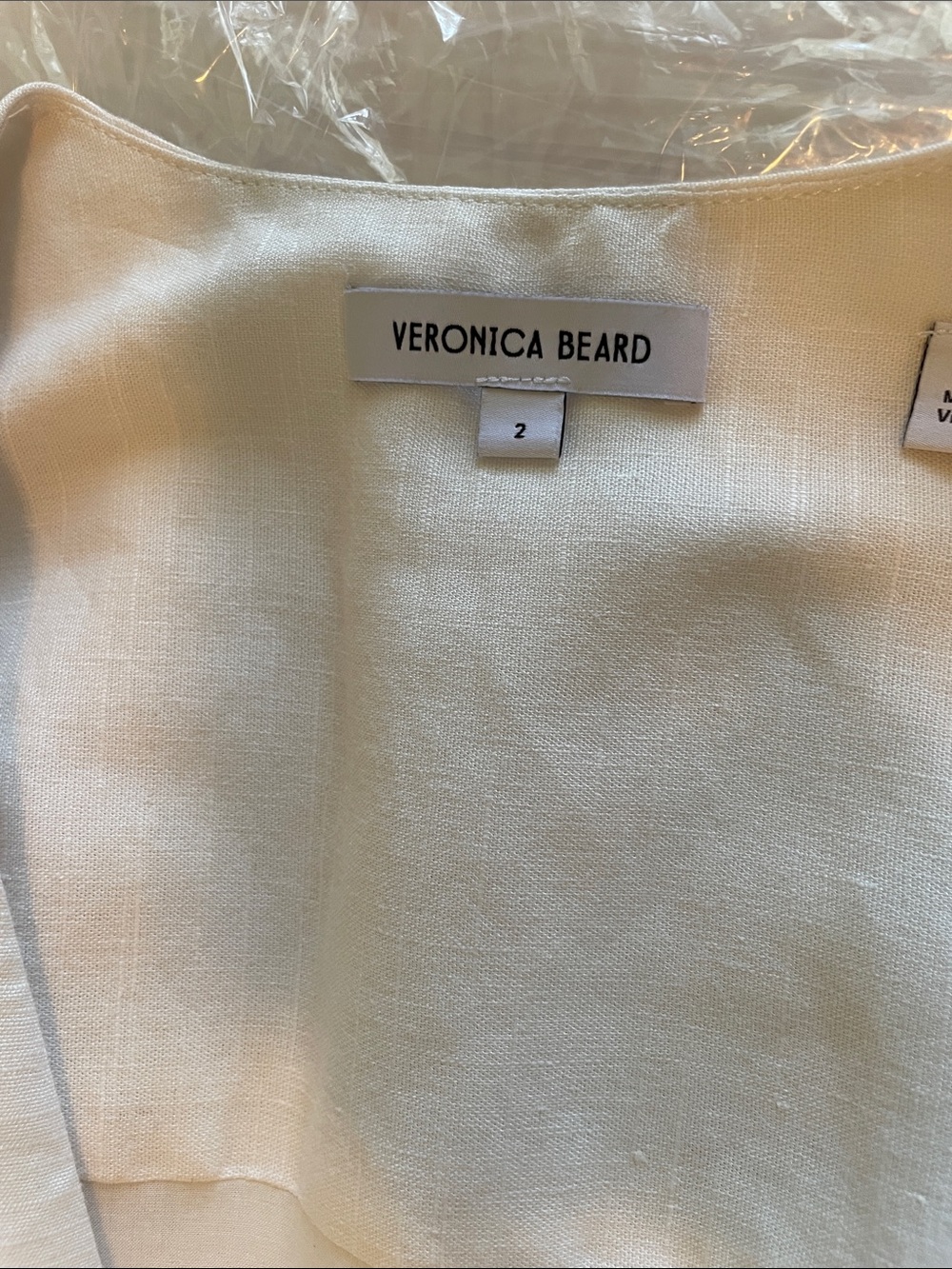 Veronica Beard Octavia Stretch Linen Off-White Wrap Midi Dress - Picture 5 of 16